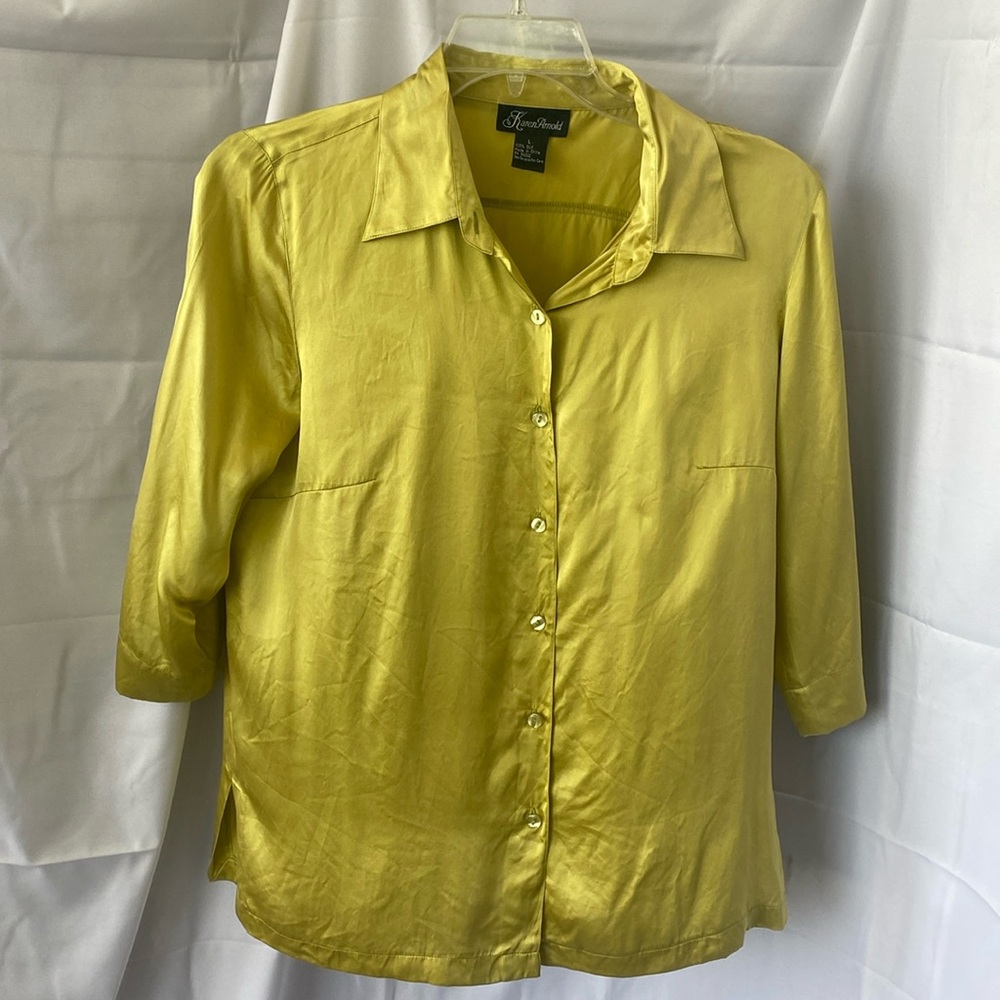 Karen Arnold green silk blouse